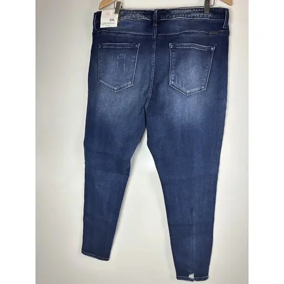 NWT KanCan High Rise Super Skinny Jeans Button Fly Dark Denim Plus Size 3XL - Picture 6 of 10